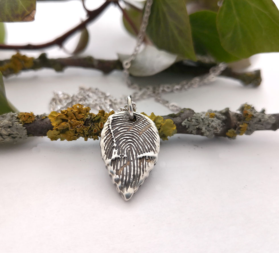 Miniaturbild: Rosenblatt Anhänger mit Original Fingerabdruck 999er Silber