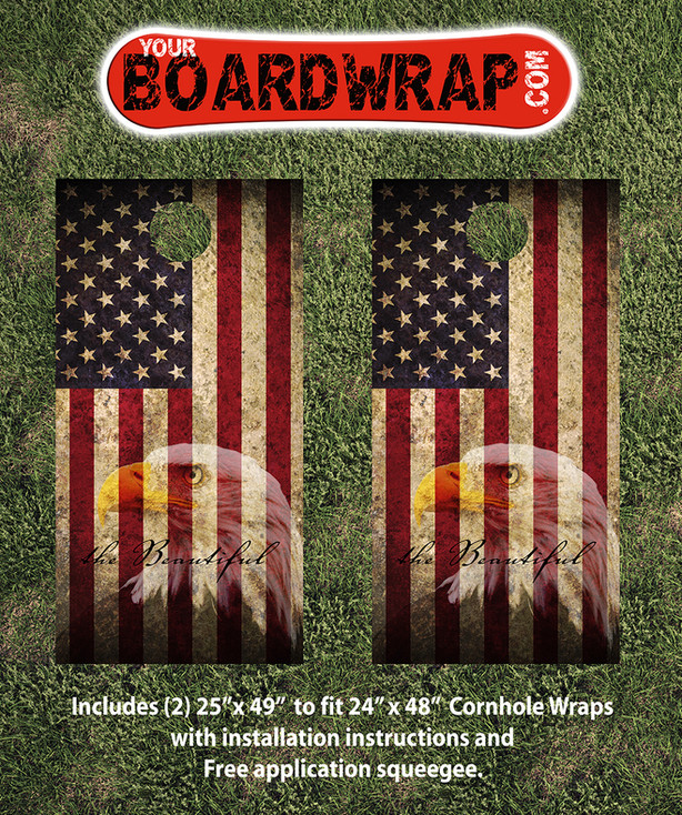 Flag Cornhole Wrap