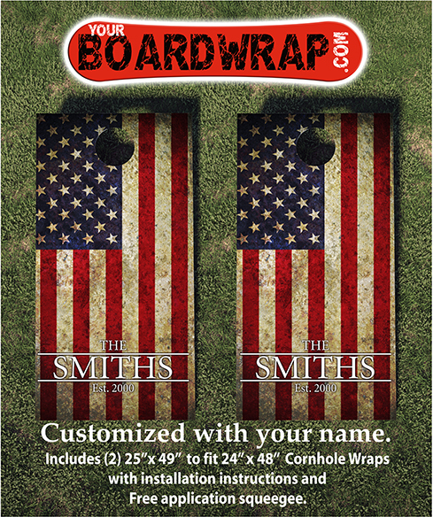Flag Cornhole Wrap