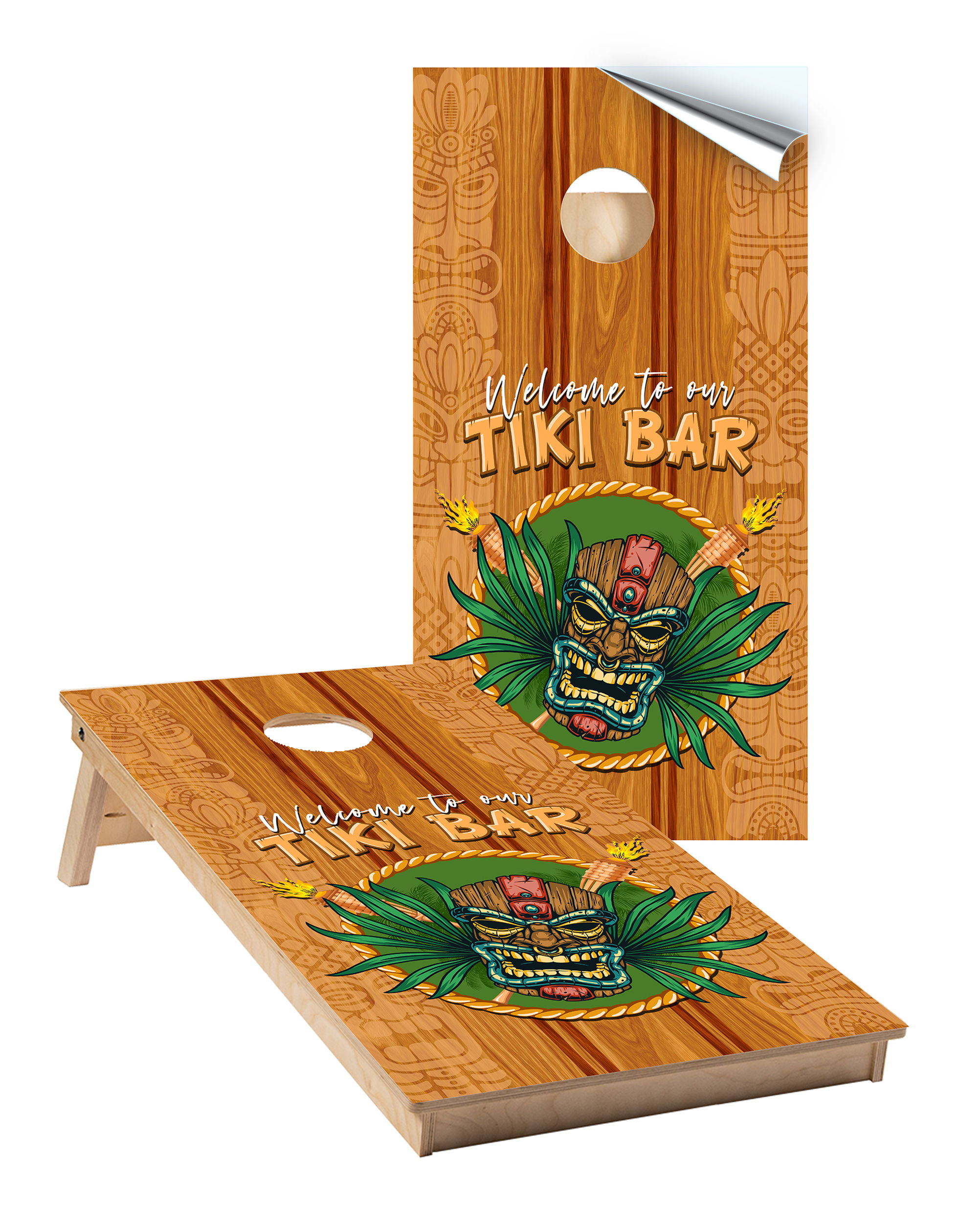 Tiki Bar Cornhole Wraps
