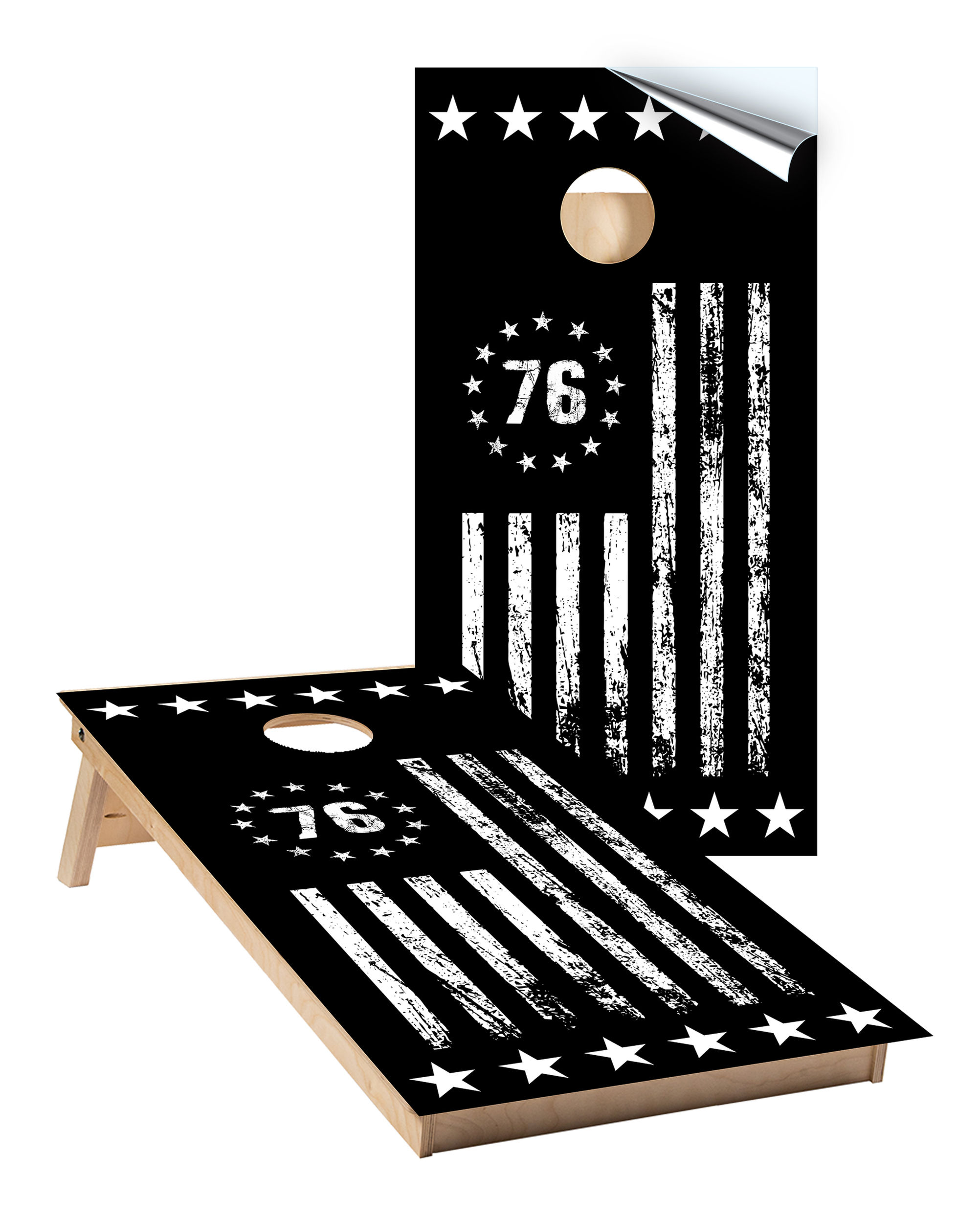 Black and White Flag Cornhole