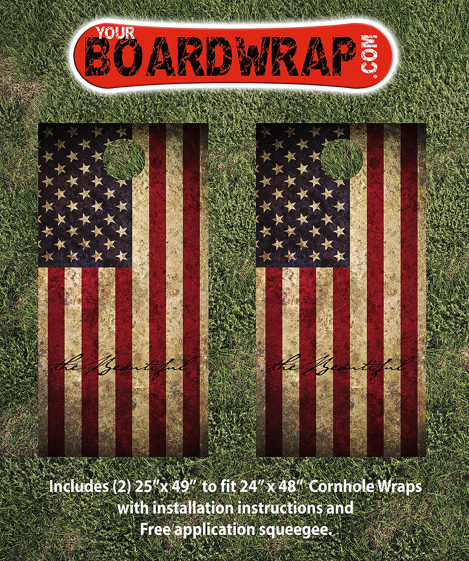 Flag Cornhole Wrap