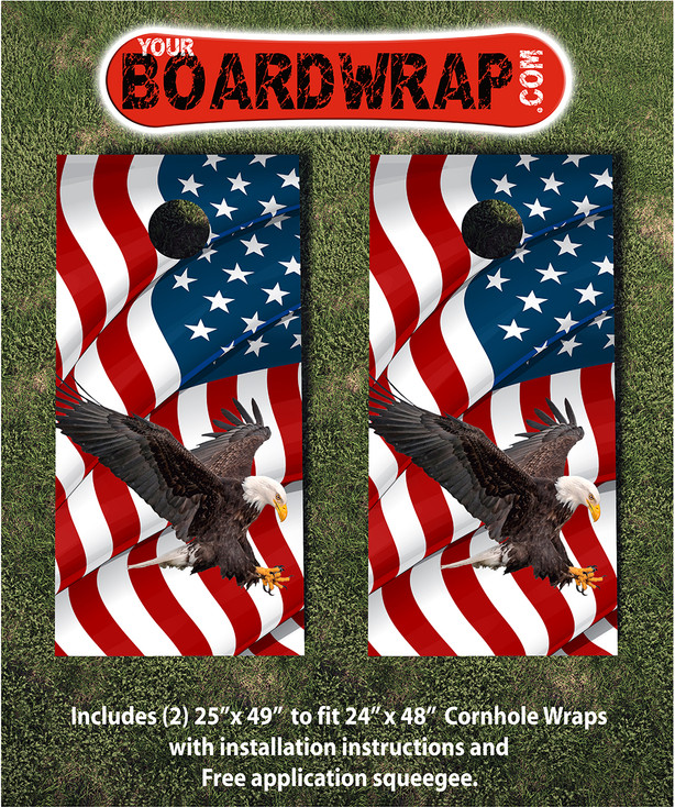 Flag Cornhole Wrap