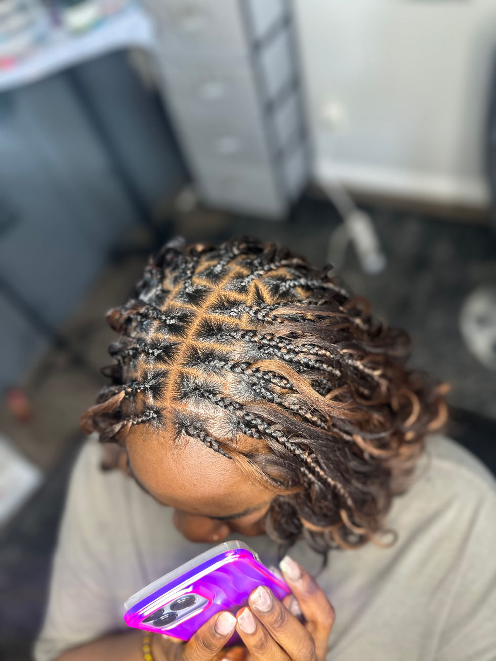 Knotless Goddess/Boho Braids done at Angie Hairr Stylist in 811 S Fairview Street Santa Ana, California