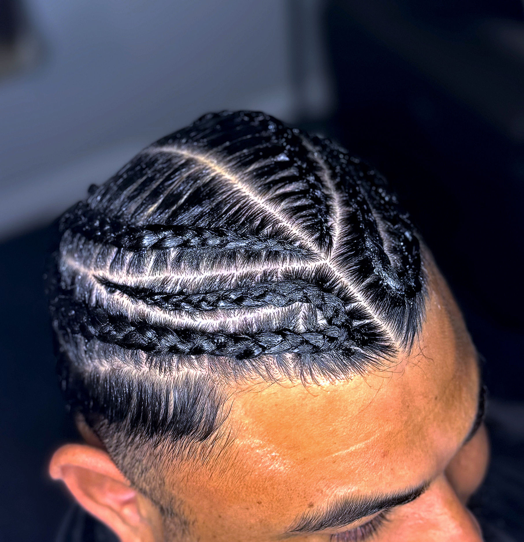 Stylized Box Braids for Men done at Angie Hairr Stylist in Santa Ana, California. Braiding Salon in Orange County