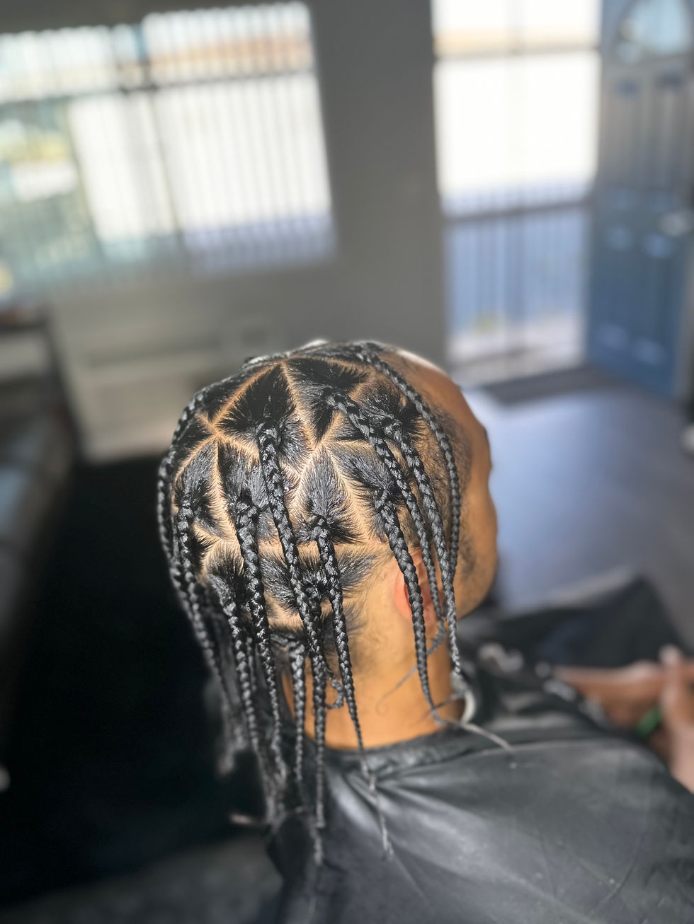 Triangular Individual Braids Men (Natural Hair) done at Angie Hairr Stylist in 811 S Fairview Street Santa Ana, California. 92704