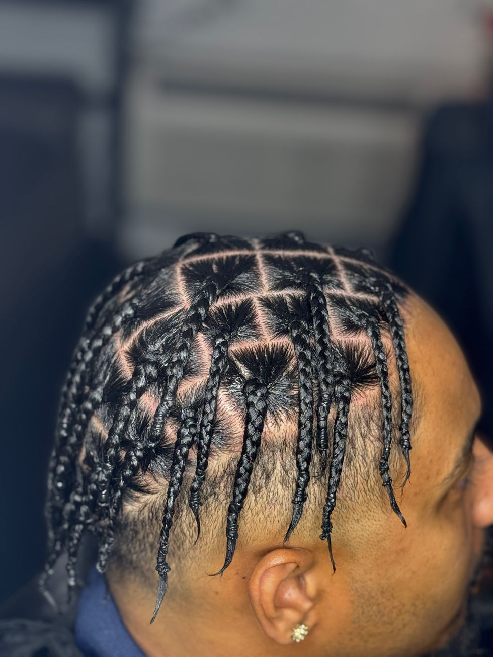 Men's Box Braids Men (Natural Hair) done at Angie Hairr Stylist in 811 S Fairview Street Santa Ana, California. 92704