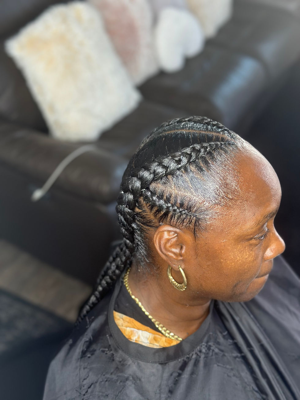 Two Cornrow Braids or Dutch Braids done at Angie Hairr Stylist in 811 S Fairview Street Santa Ana, Ca