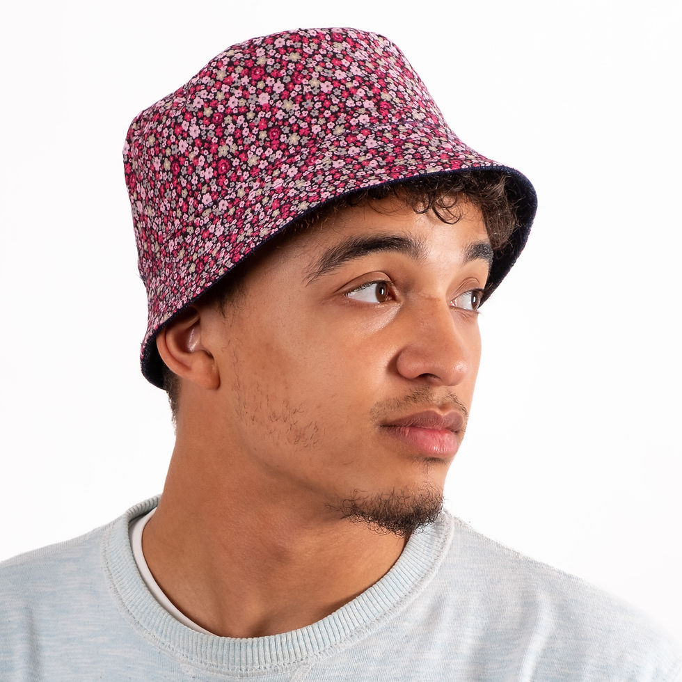 Thumbnail: Handmade reversible short brim bucket hat - can be customised