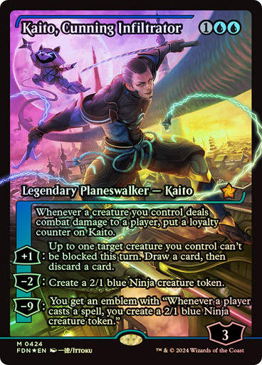 Kaito, Cunning Infiltrator (FDN) (424) / Foil / Showcase