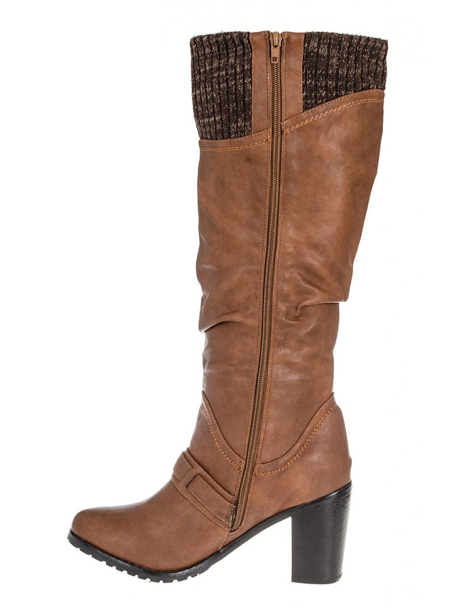 Thumbnail: Tan Ribbed Trim Boots