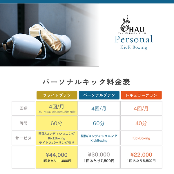 HAU　パーソナルキック料金