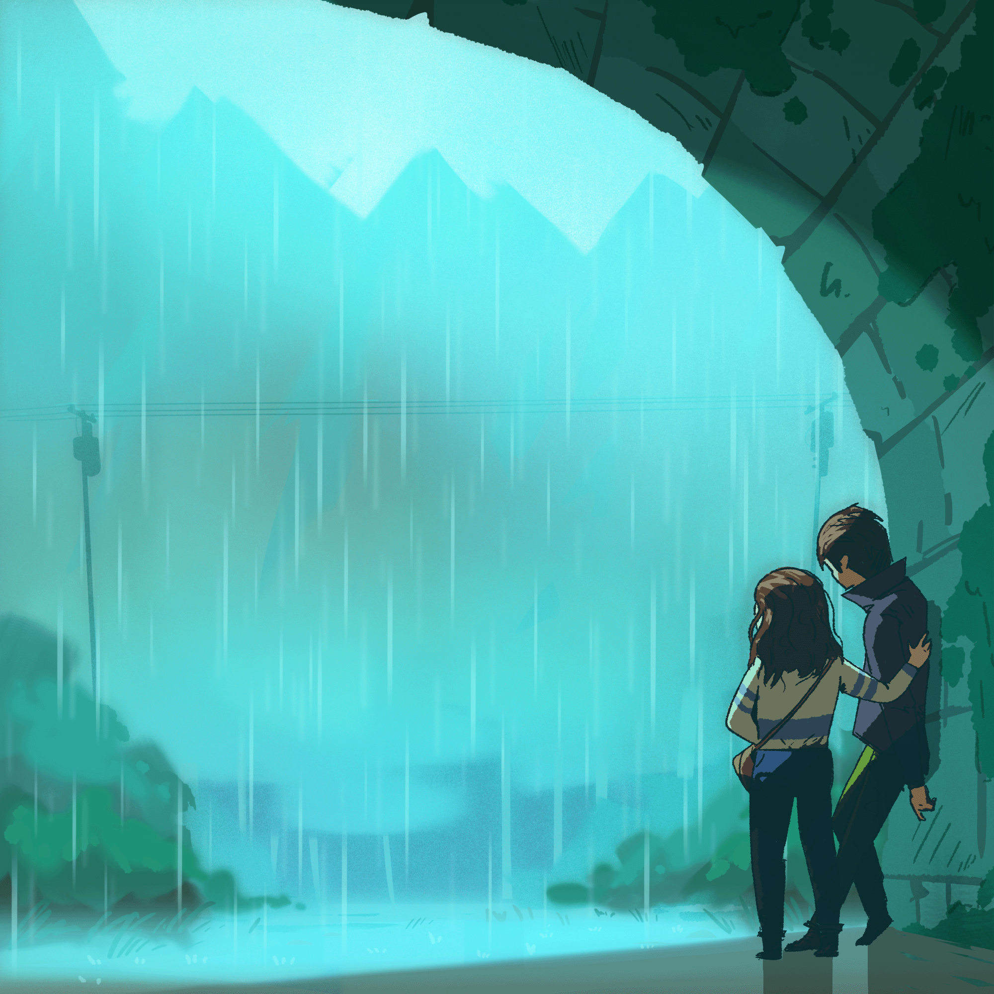 Rain under bridge