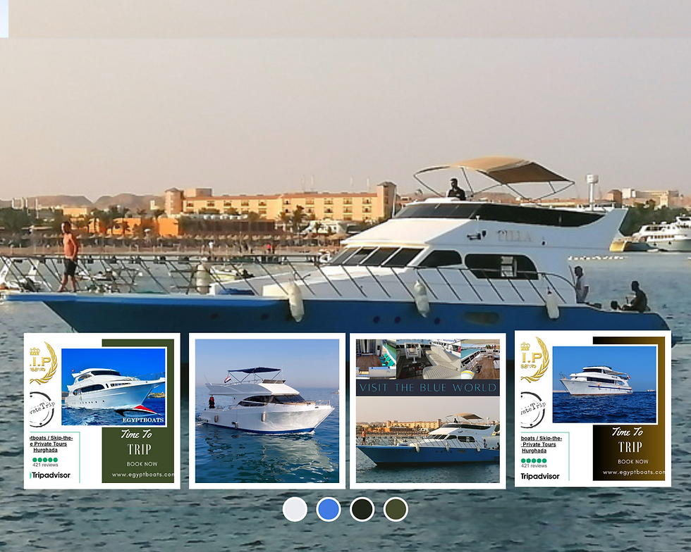 A fleet of luxurious boats lined up at the marina, ready for departure on various Hurghada excursions, showcasing the wide range of exclusive sailing experiences available.