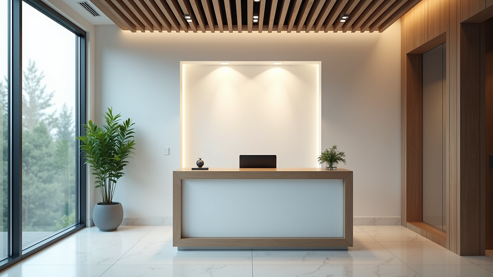 High angle view of a modern dental office reception area