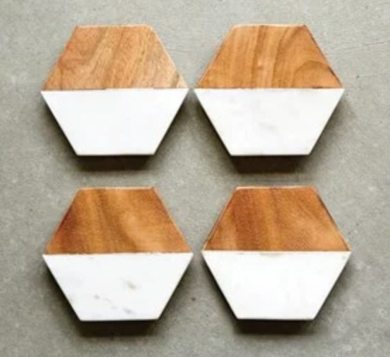 Marble & Mango Coasters with Custom Engraving