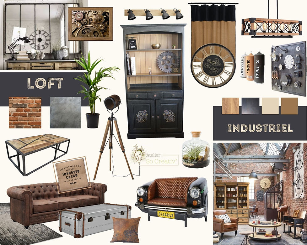 Atelier So Creativ' - Planche Tendance Décoration - Loft Industriel - Bois métal Engrenage Vintage - Vaucluse Bouches-du-Rhône Gard