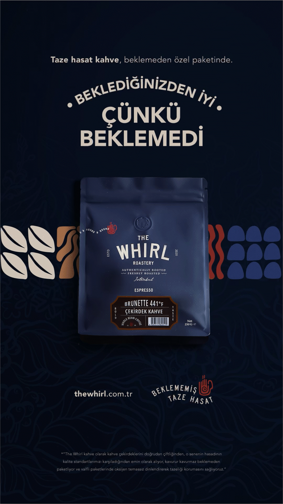 Hareketli kahve kampanya afişi.
