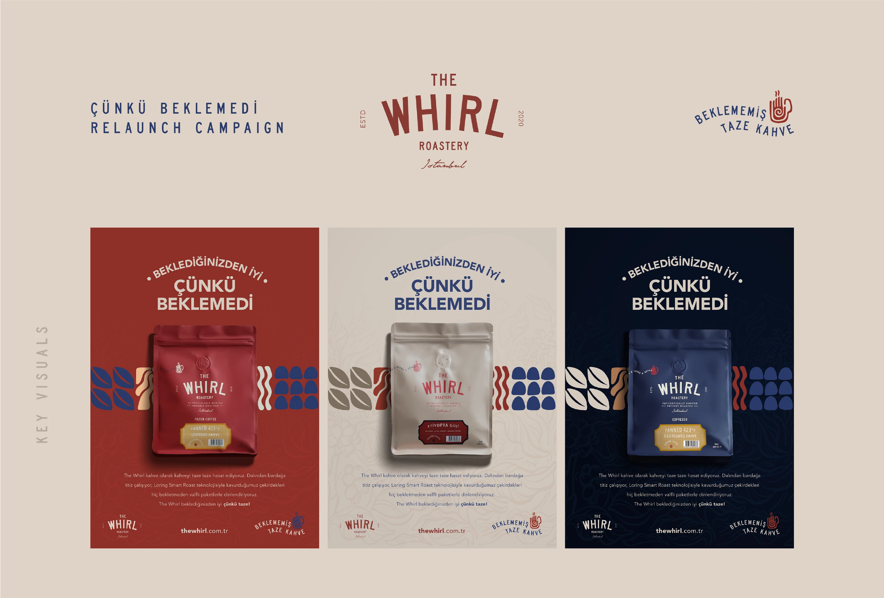 The Whirl: üç kahve kampanya afişi.