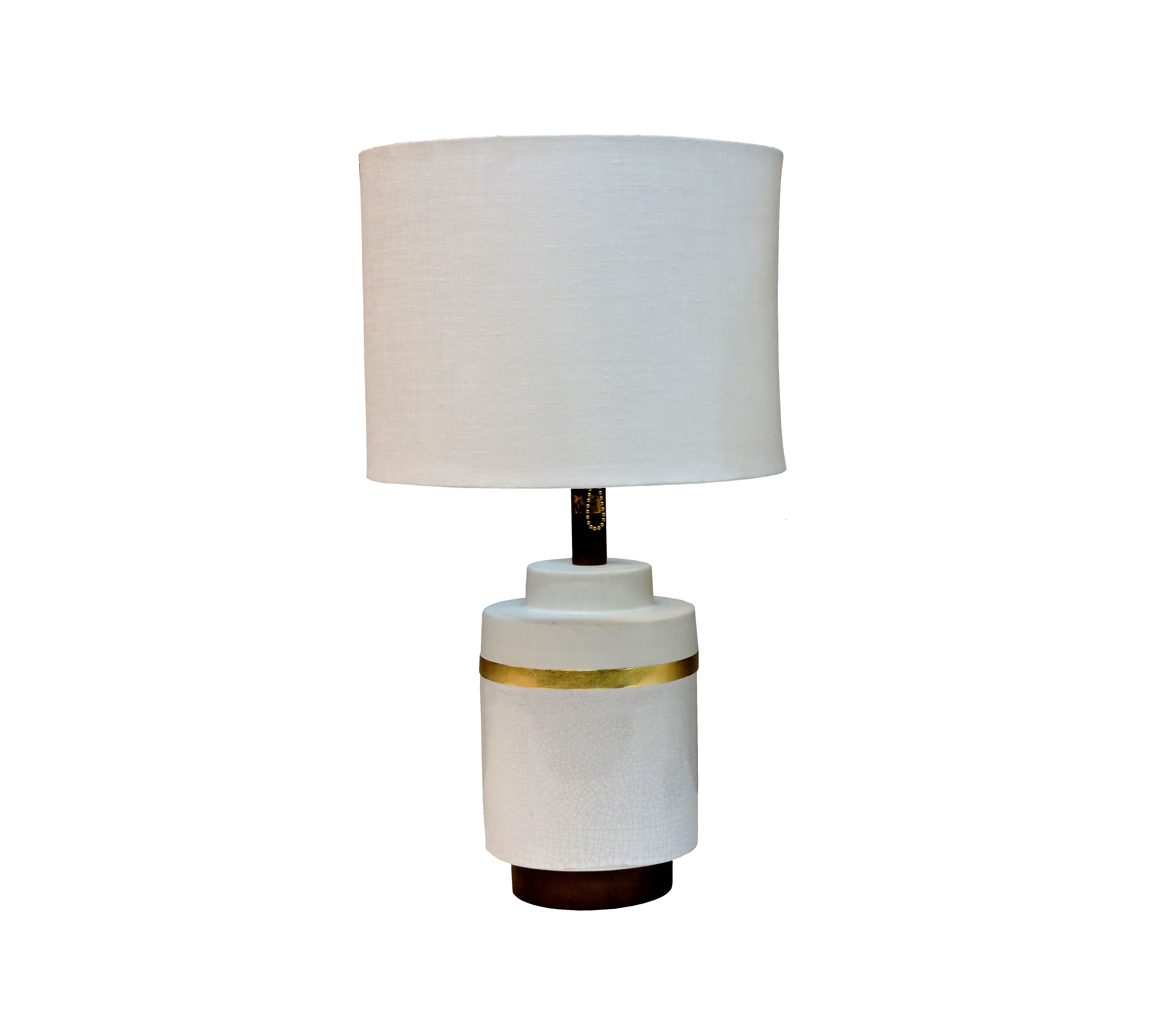 lampara blanca con dorado