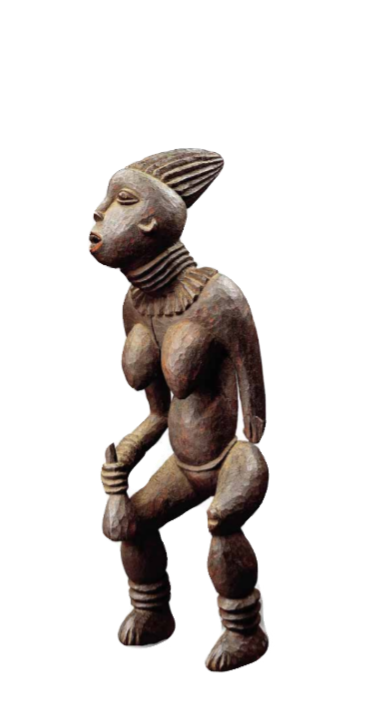 Figure féminine du lefem Bamiléké, chefferie Bangwa, Cameroun. Bois, pigments 81,5 × 35 × 20 cm Fondation Dapper, Paris. Photo Hughes Dubois