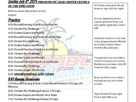 Pit Notes July 6th