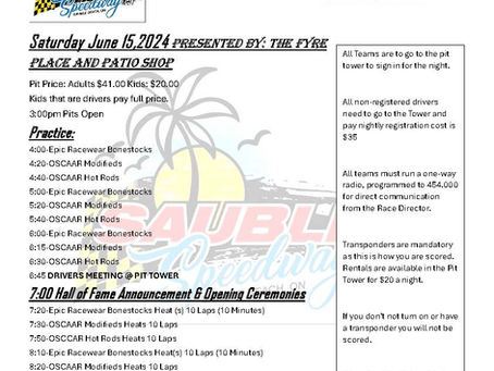 Pit Notes for June 15th