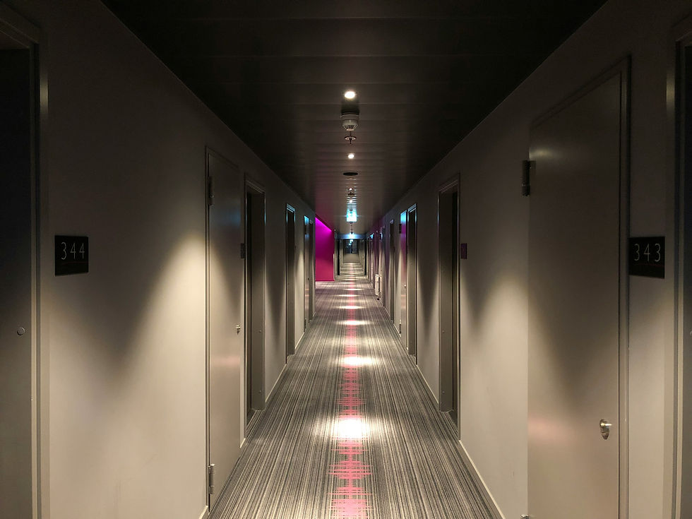 inside of hotel corridor