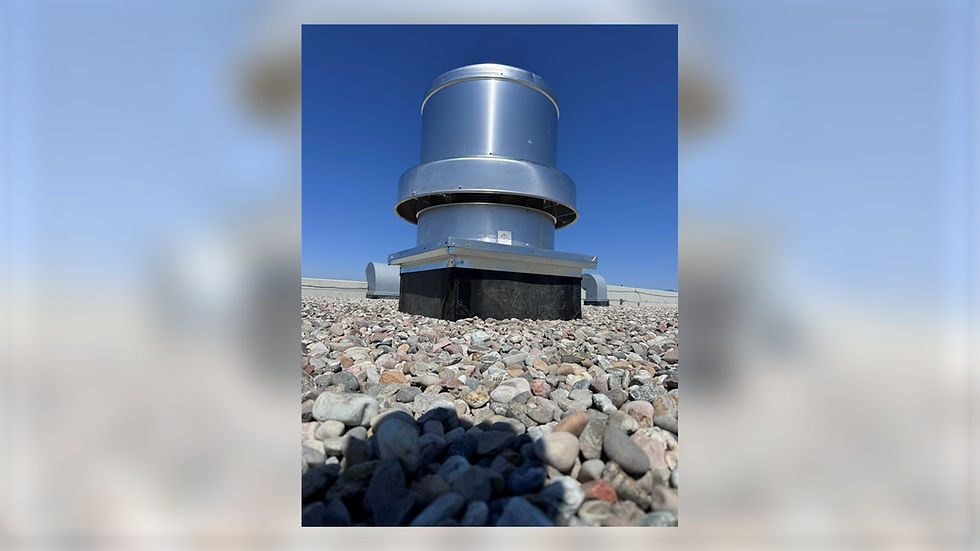 Exhaust fan installed on a commercial roof