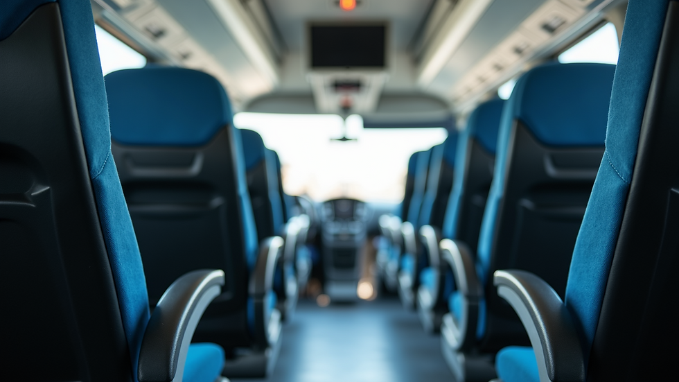 Close-up view of a clean and spacious shuttle interior with comfortable seats