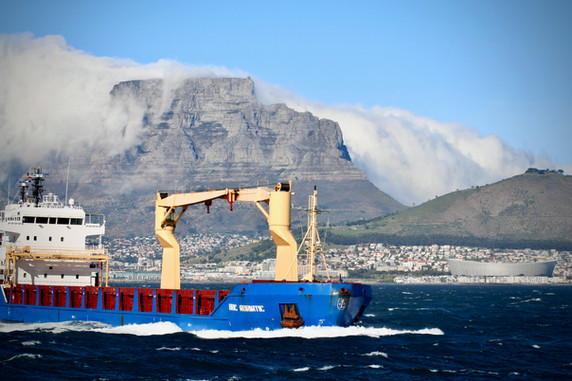 The boat crossing to Robben Island, South Africa.