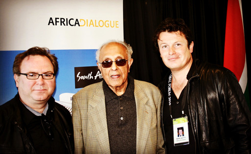With Nelson Mandela's prison mate, confidante, parliamentary counselor and friend Ahmed Kathrada on Robben Island, South Africa.