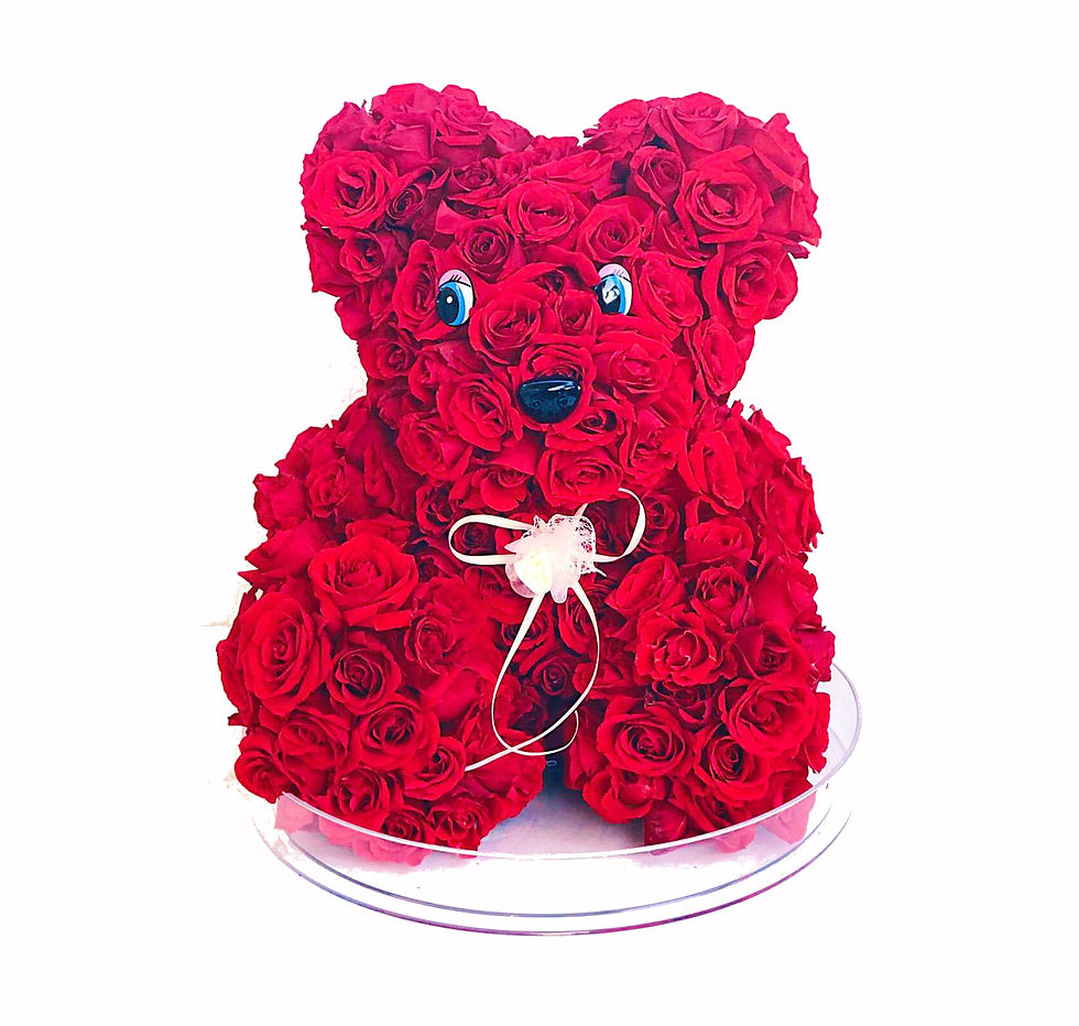 Red Roses Teddy Teddy Bear made of Natural Red Roses | Dream Toy Flowers