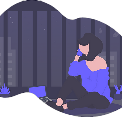 A woman on the phone late at night.