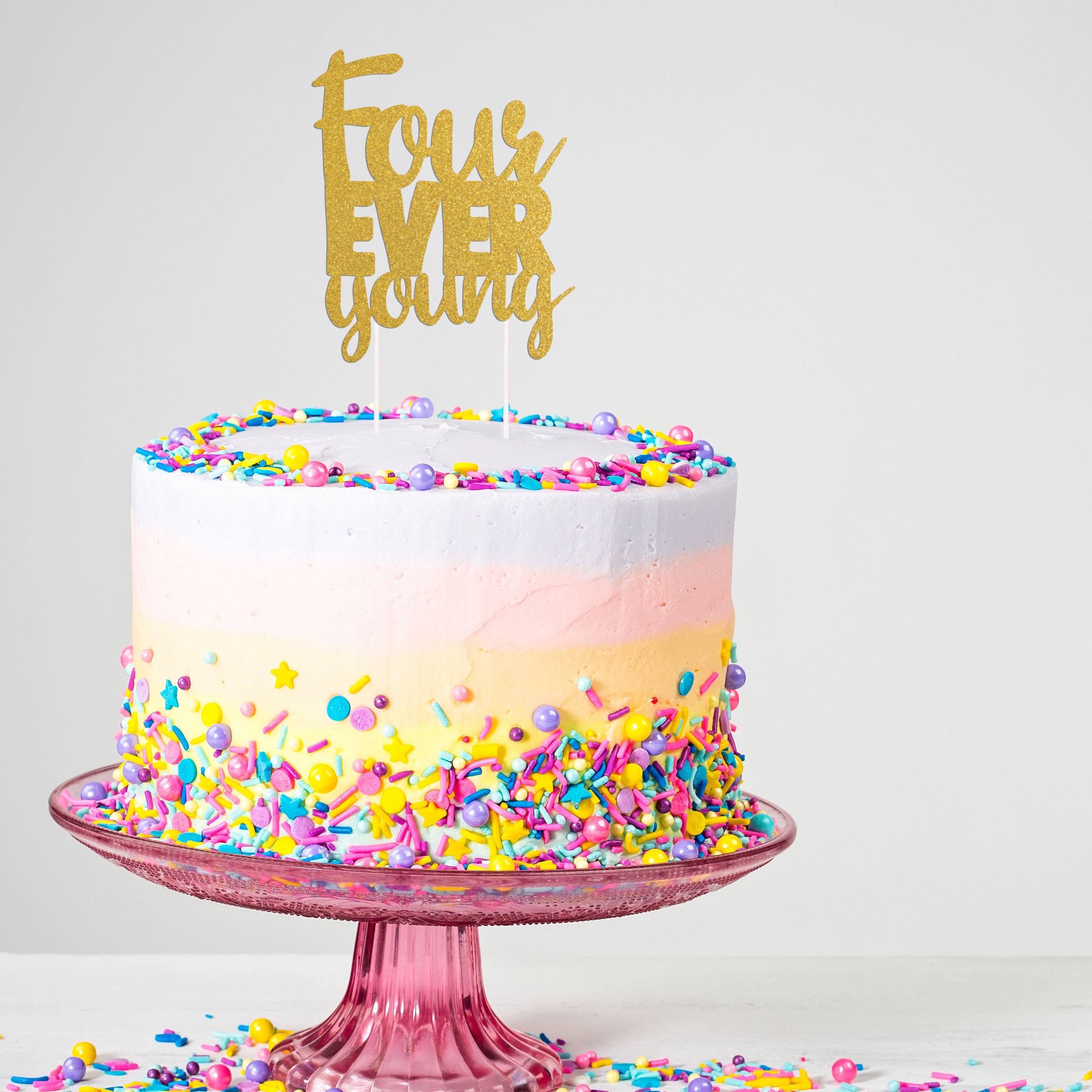 Four-ever Young Cake Topper