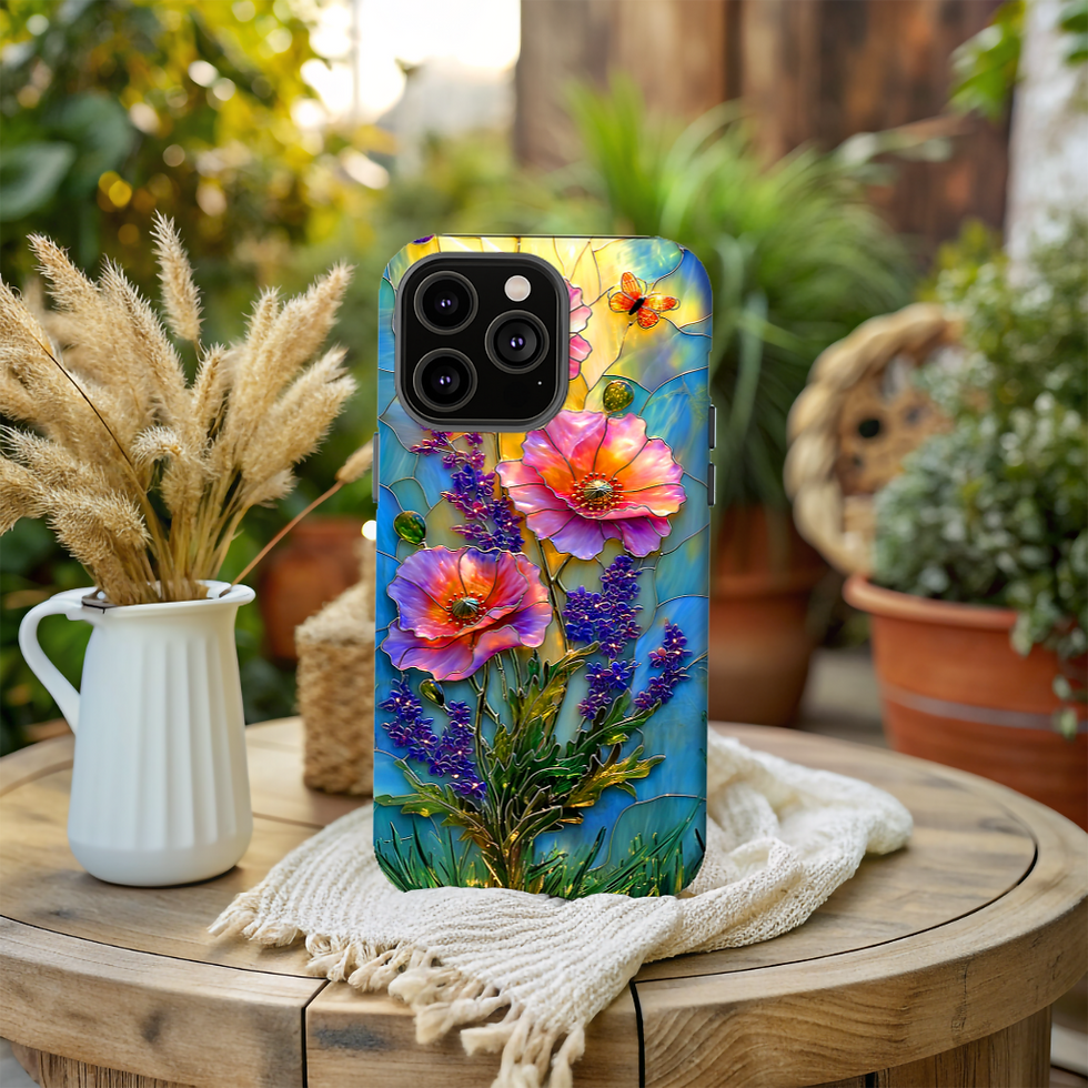 Thumbnail: Faux stained Glass flowers Tough Case, iPhone, Galaxy S, Pixel 