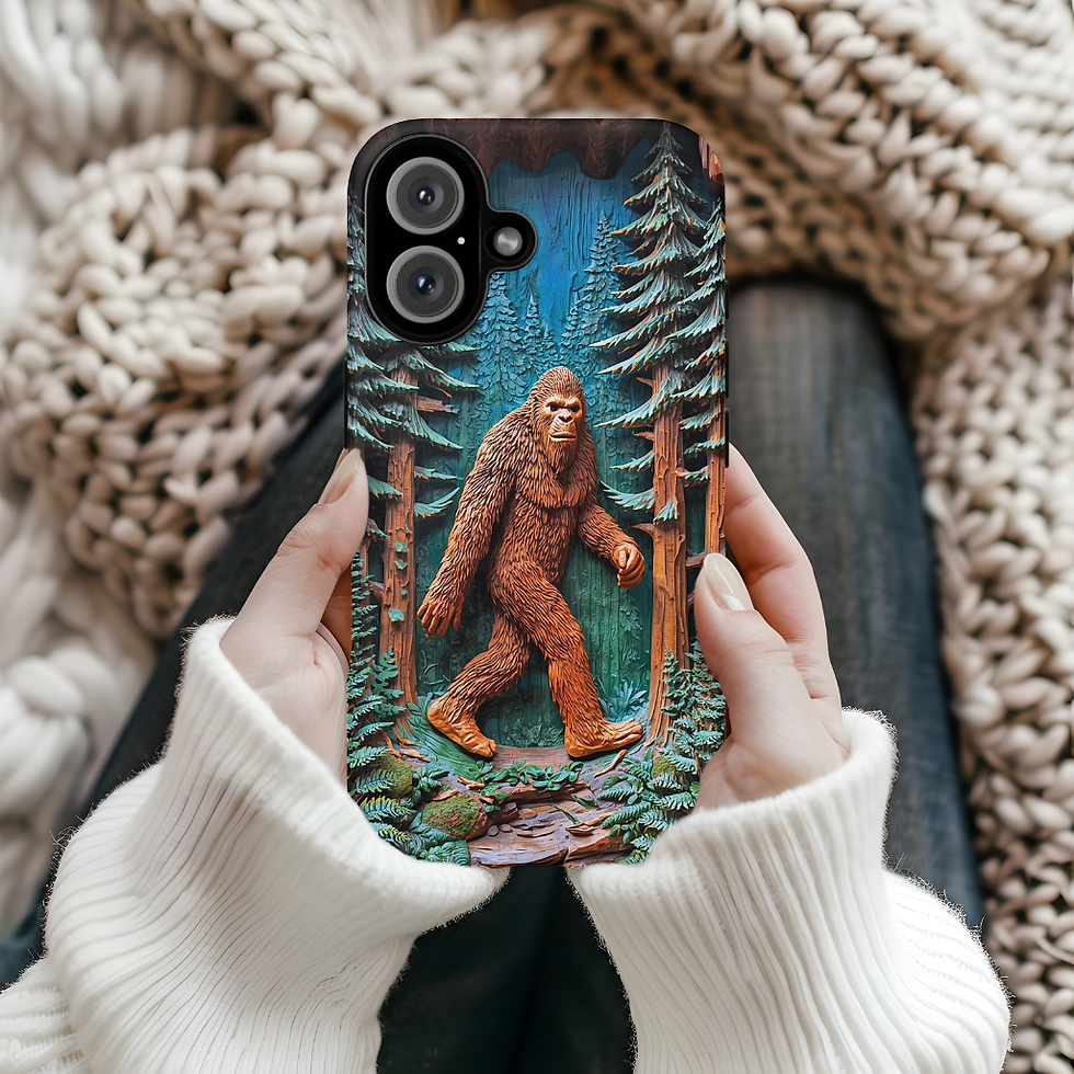Thumbnail: Faux Wood Bigfoot, Sasquatch Tough Case for iPhone, Galaxy S or Google Pixel