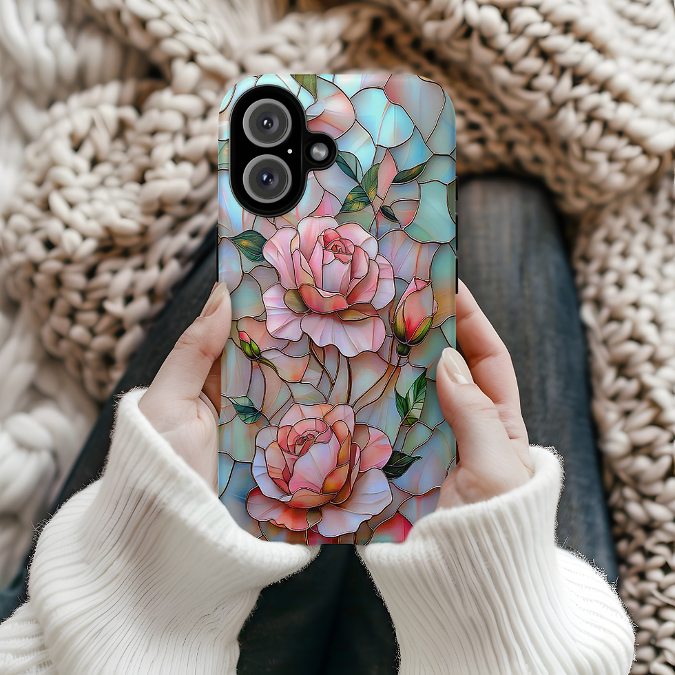 Thumbnail: Faux stained Glass Roses Tough Case, iPhone, Galaxy S ultra, Pixel pro