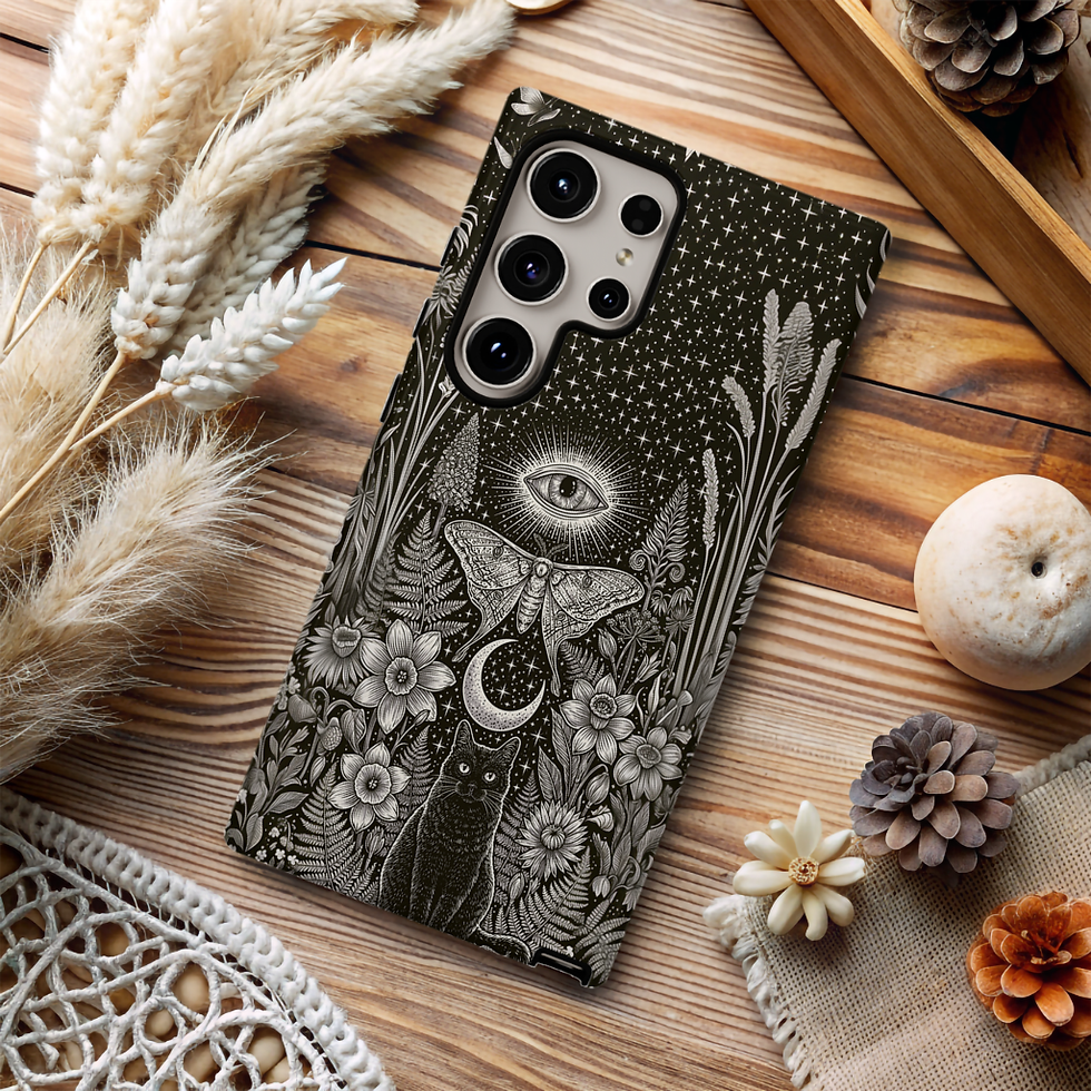 Thumbnail: Mystical Moon, Black cat Tough Phone Case, iPhone, Galaxy S, Google Pixel