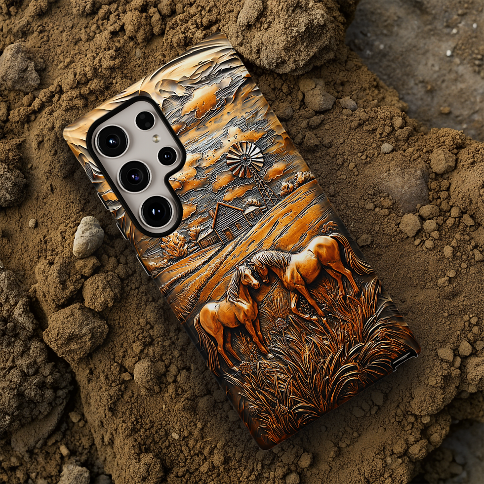 Thumbnail: Faux Carved copper horses Tough Case, iphone, galaxy S, Google Pixel