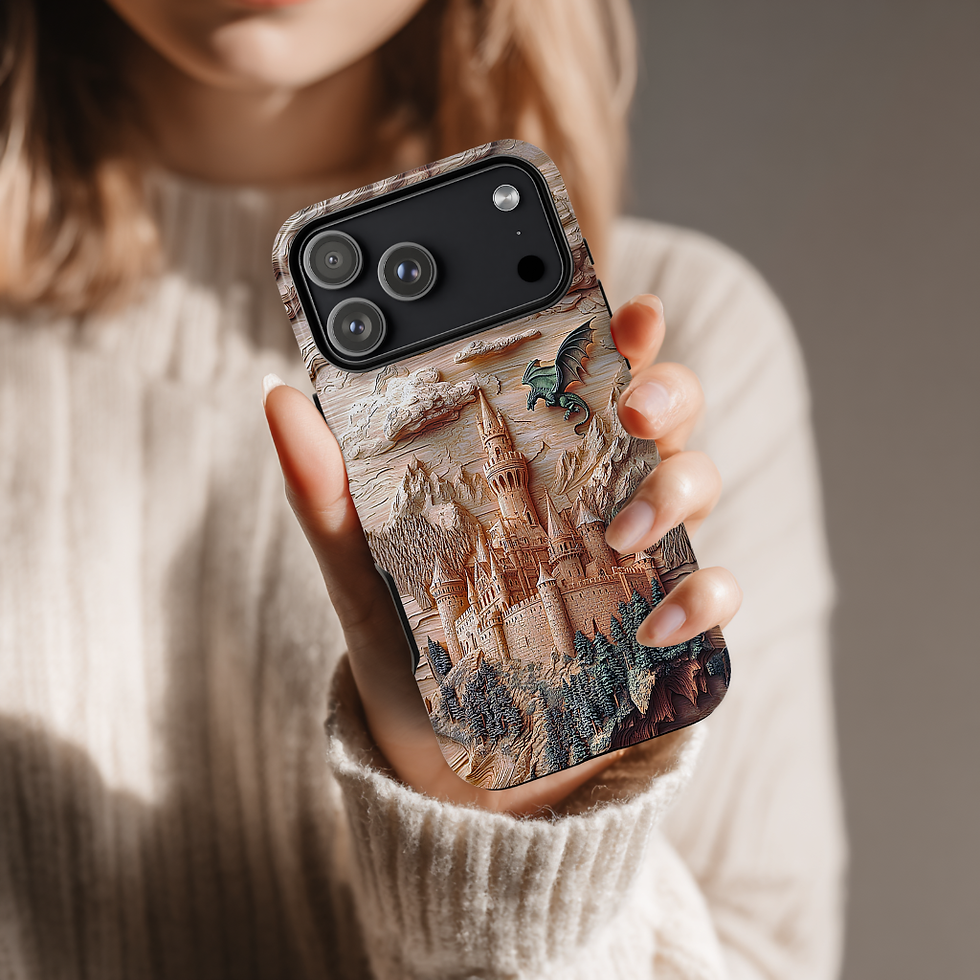 Thumbnail: Faux carved wood Mystical Dragon Tough Case, iphone, galaxy S, Google Pixel