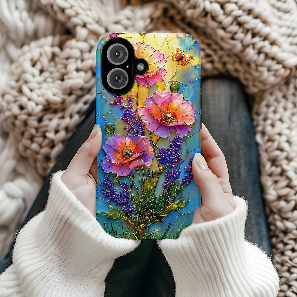 Thumbnail: Faux stained Glass flowers Tough Case, iPhone, Galaxy S, Pixel 