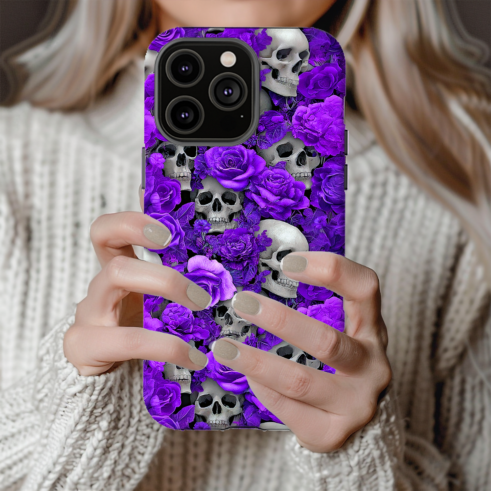 Thumbnail: Gothic Skulls Purple flowers Tough case