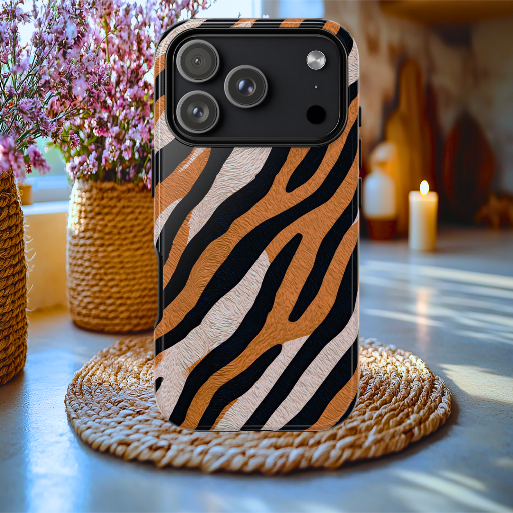 Faux Tiger Stripe Pattern Tough Case, iPhone, Galaxy S ultra, Google Pixel