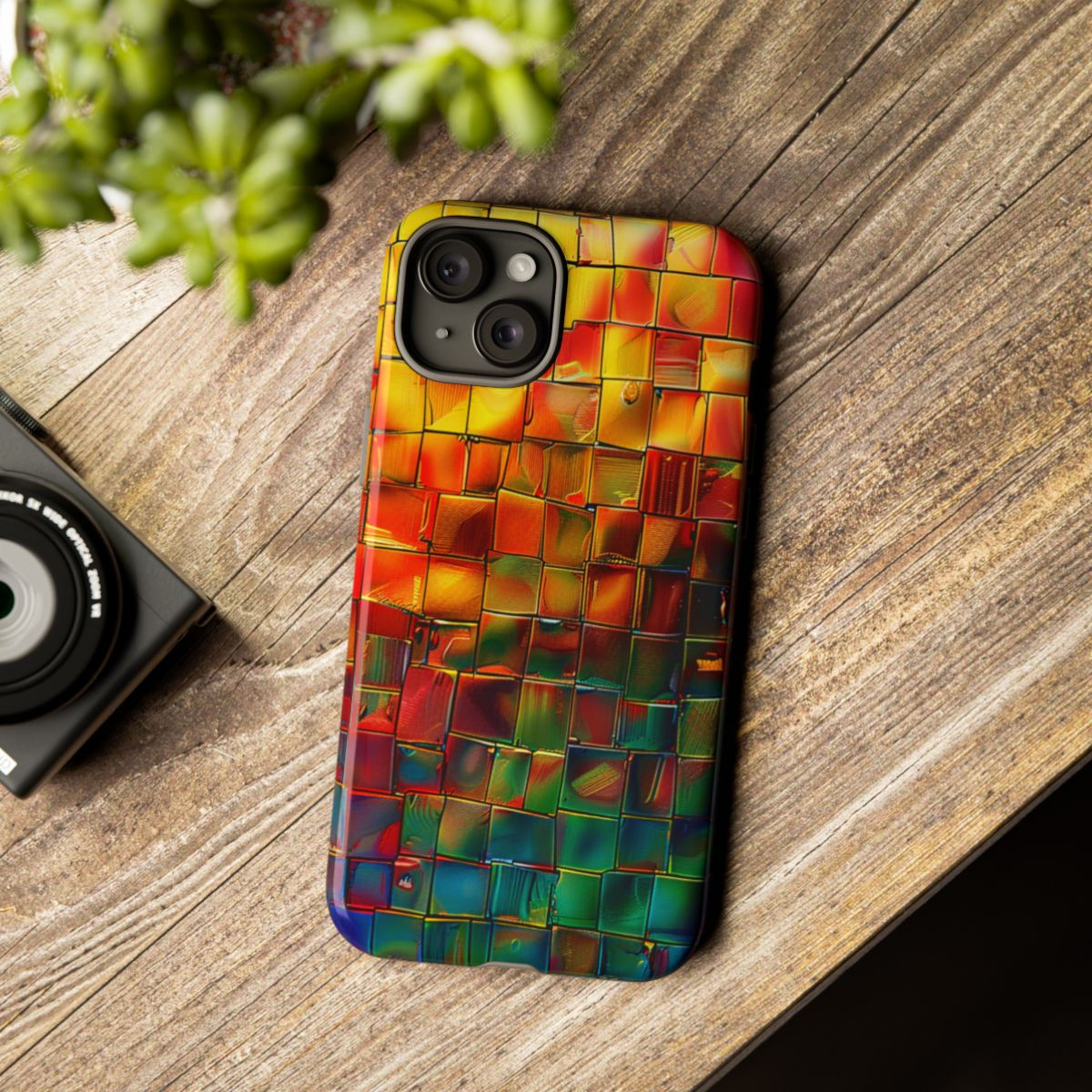 3D Rainbow Glass tiles Tough Case for iPhone, Galaxy S, Google Pixel Devices!