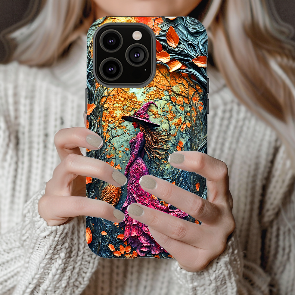 Thumbnail: Forest Witch tough Phone Case, Carved Effect witch