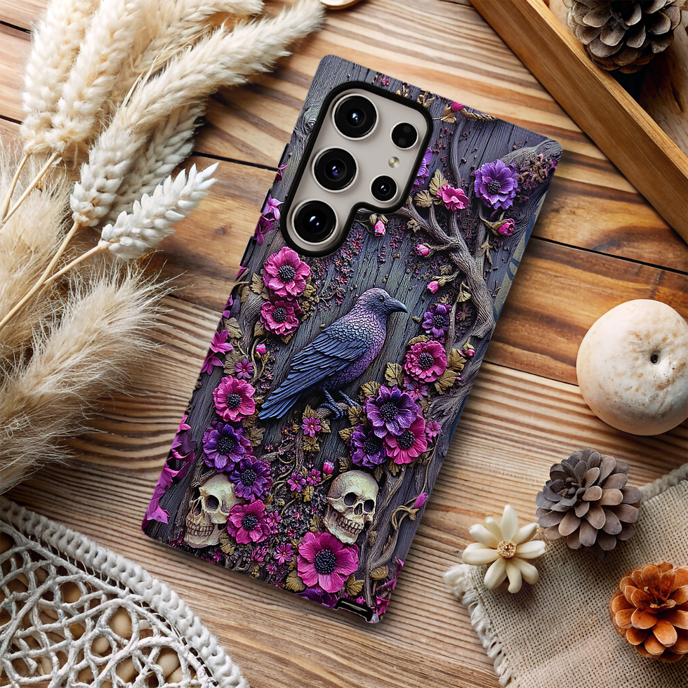 Thumbnail: Gothic Crow and Skulls Tough case, Raven Case, iphone, Galaxy S, Google Pixel