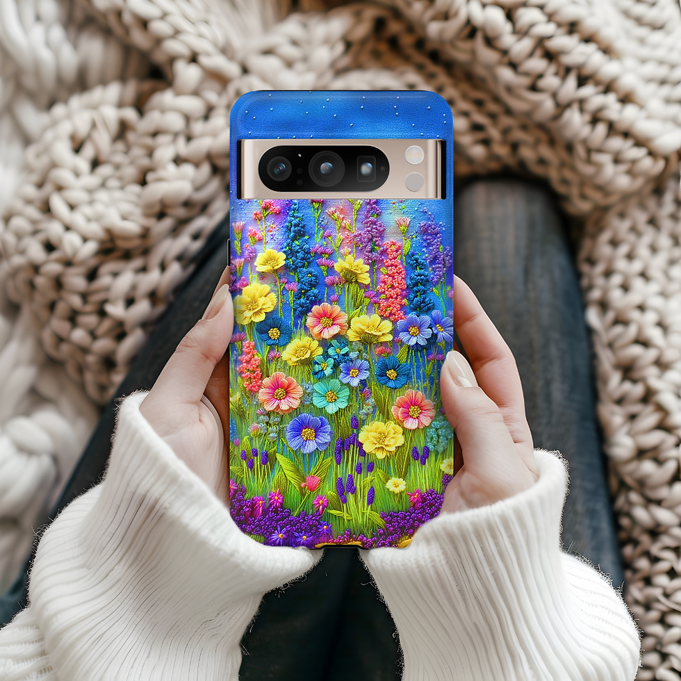 Thumbnail: Wildflower Tough Phone case, Faux Felt Flowers, iphone, Samsung, Pixel