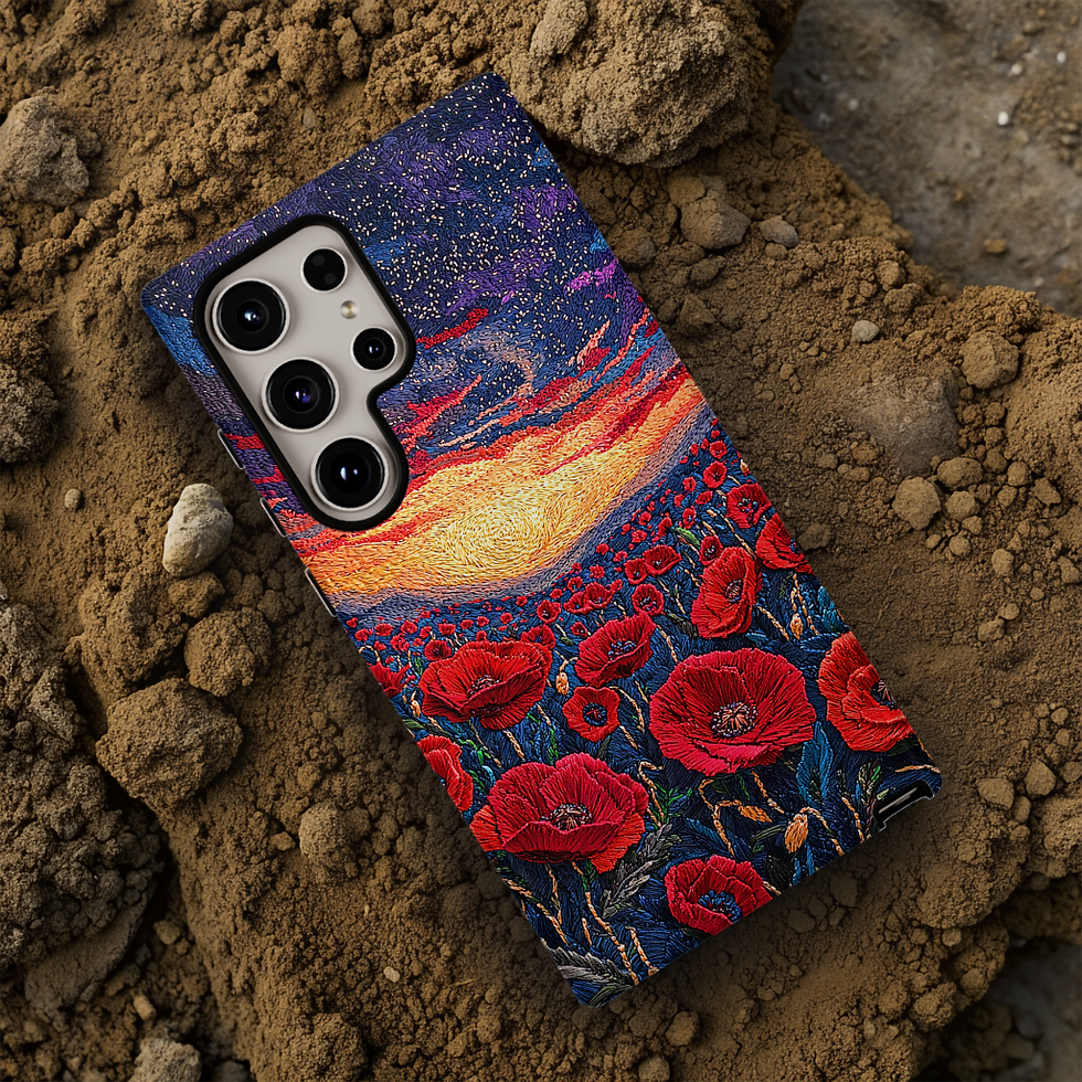 Thumbnail: Faux felt effect poppies Tough case, Floral iPhone, Galaxy S, Google Pixel
