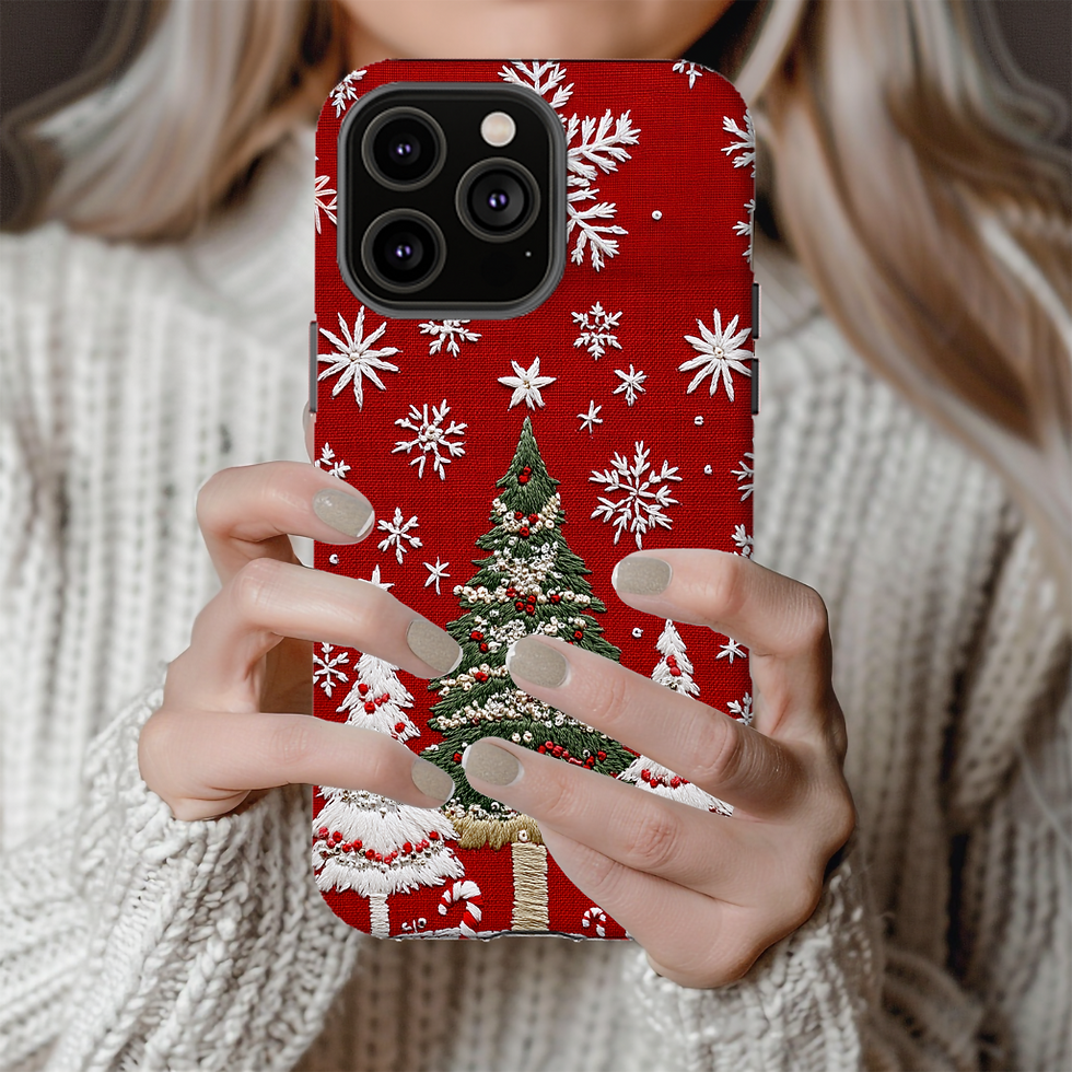 Thumbnail: Faux Cross stitch Christmas Tree tough phone Case, Galaxy S, iphone, pixel